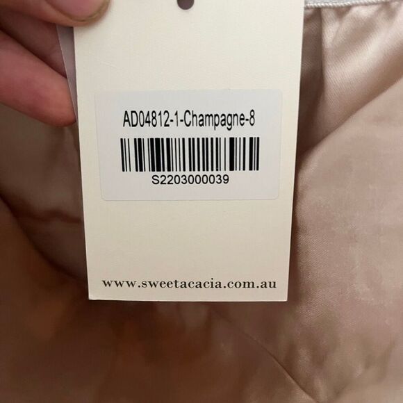 Beige mini cocktail off the shoulder women’s dress size 8 - Picture 5 of 14